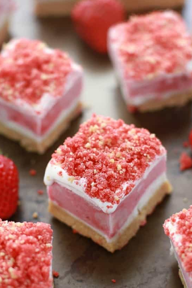 slices of strawberry shortcake ice cream bars