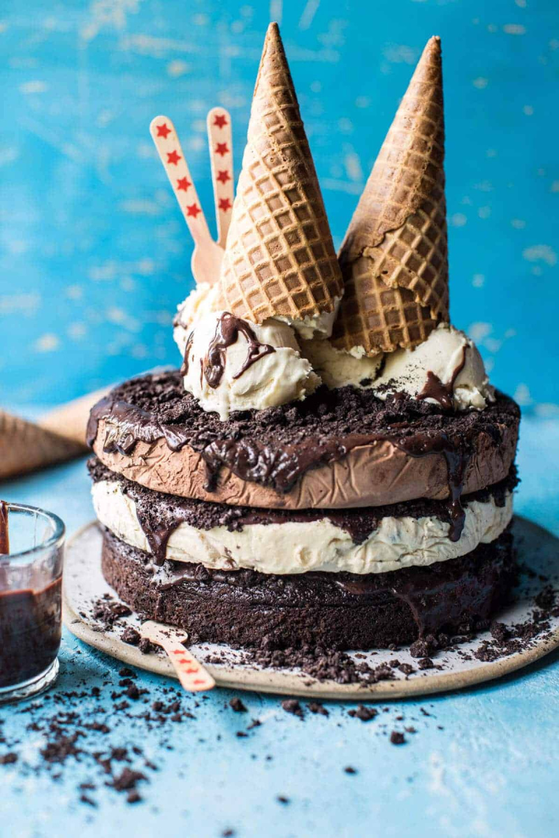 Brookie And Chocolate Ganache Ice Cream Cake by lifeloveandsugar