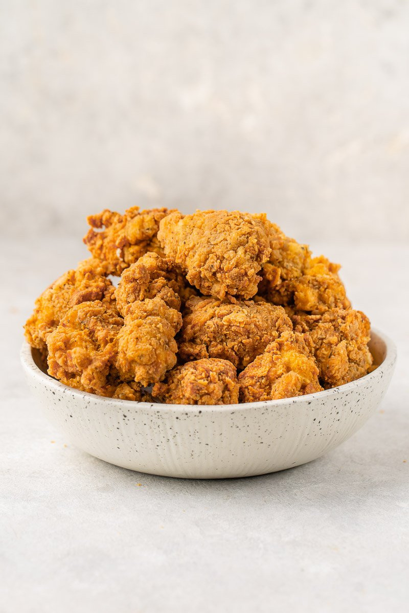 bowl of vegan copycat fried chicken