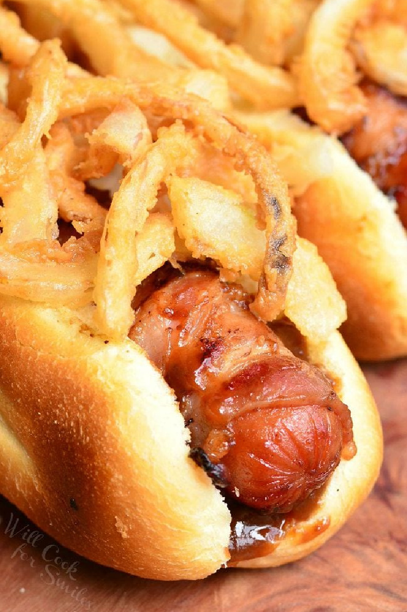 BBQ Bacon crispy onion hot dog