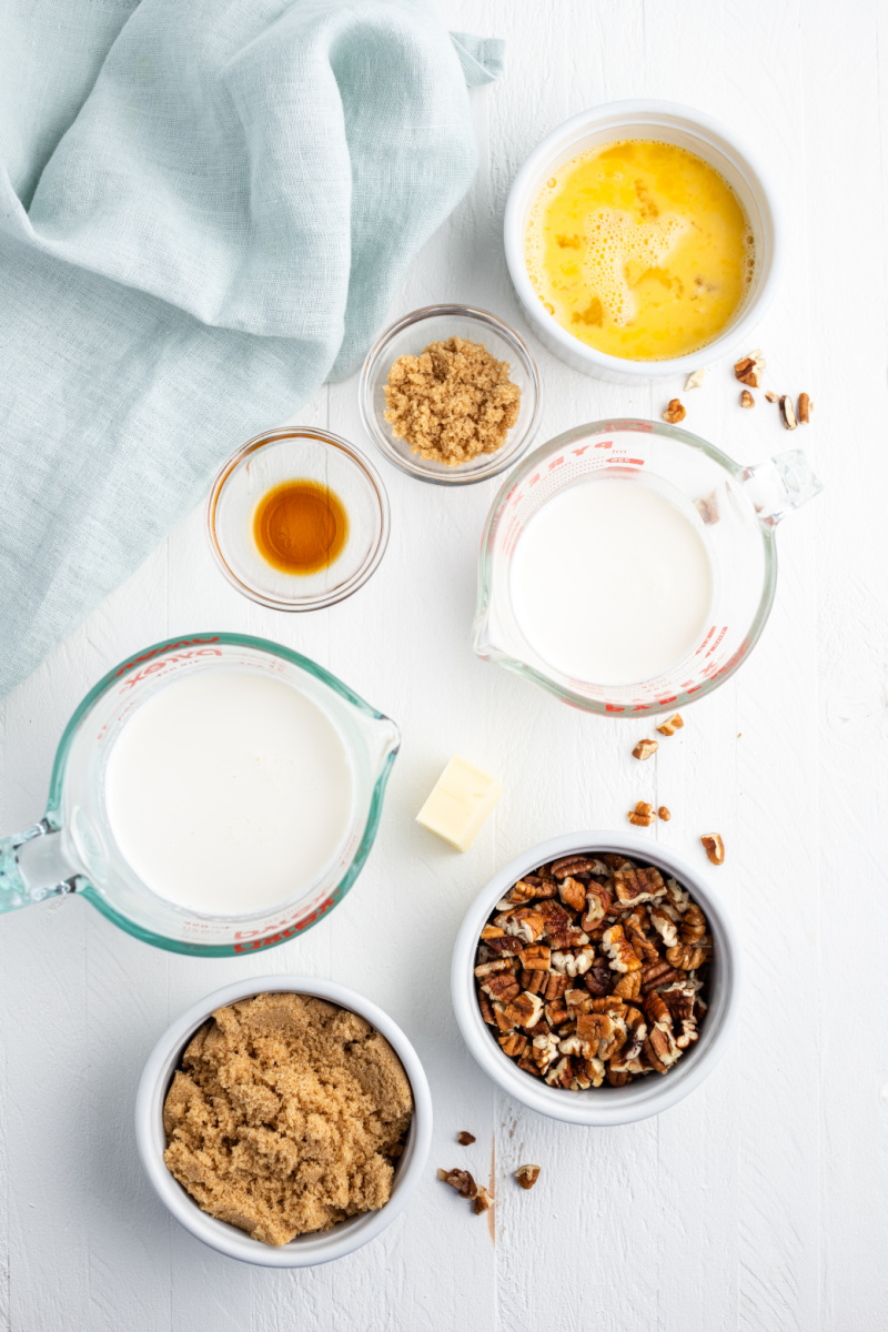 ingredients displayed for butter pecan ice cream