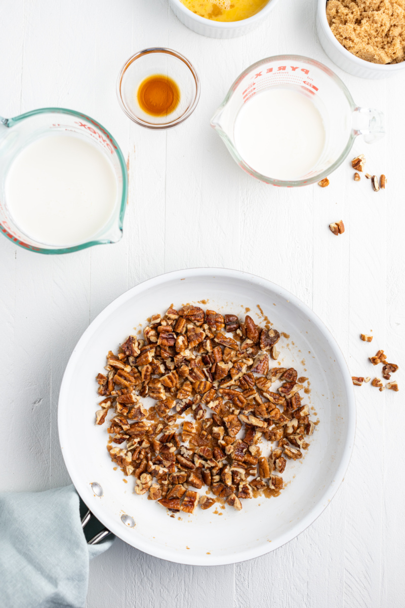 toasted pecans in a skillet