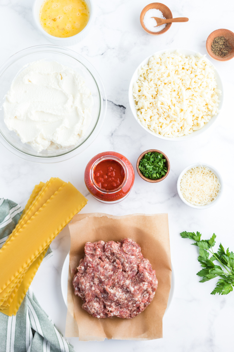 ingredients displayed for italian sausage roll ups