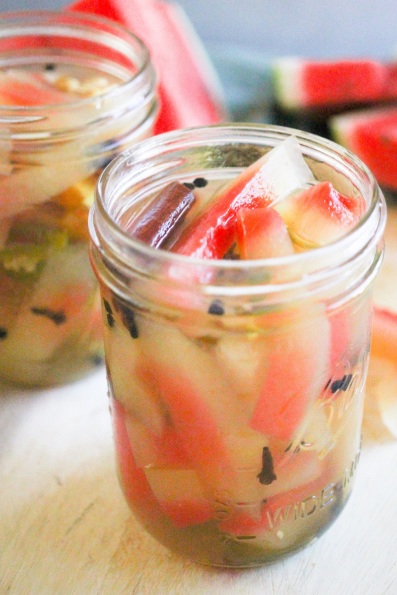jar of pickled watermelon rind