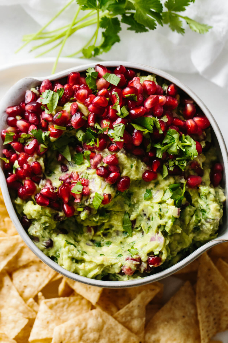 pomegranate guacamole in a bowl