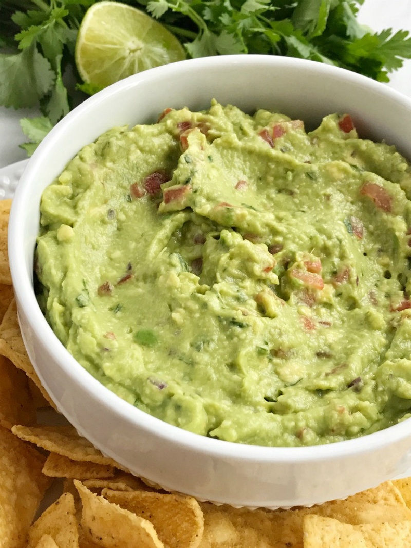 guacamole in a white bowl