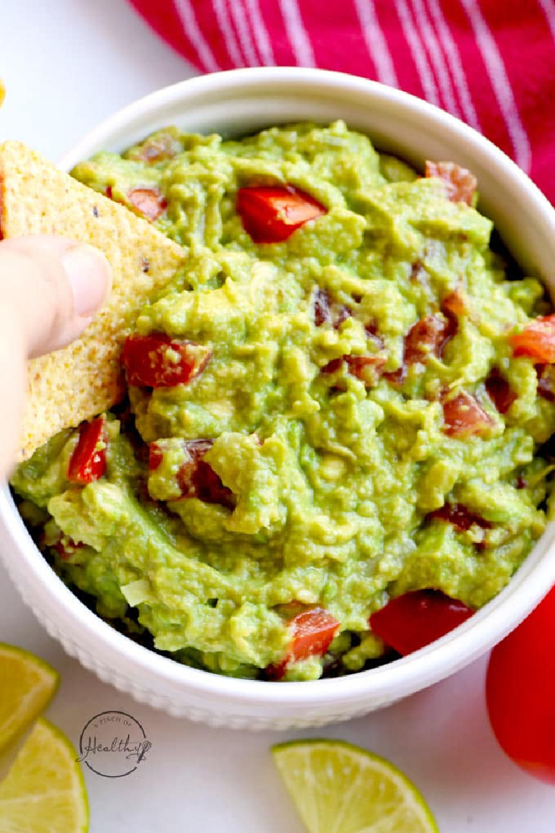 guacamole in a white bowl