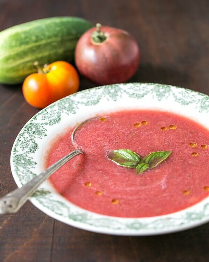 bowl of watermelon gazpacho