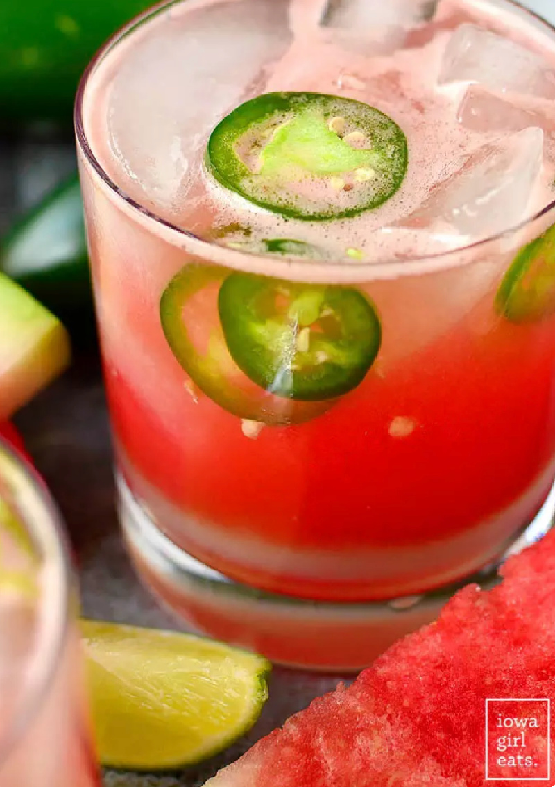 glass of watermelon jalapeno margarita