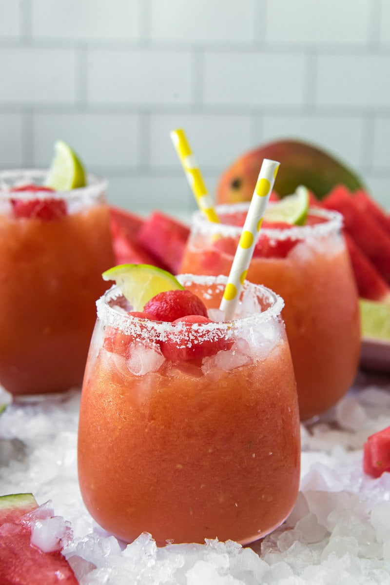 glasses of watermelon margaritas