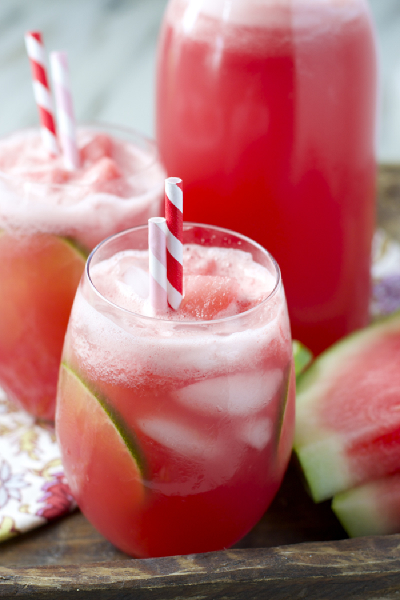 watermelon limeade pitcher and glasses