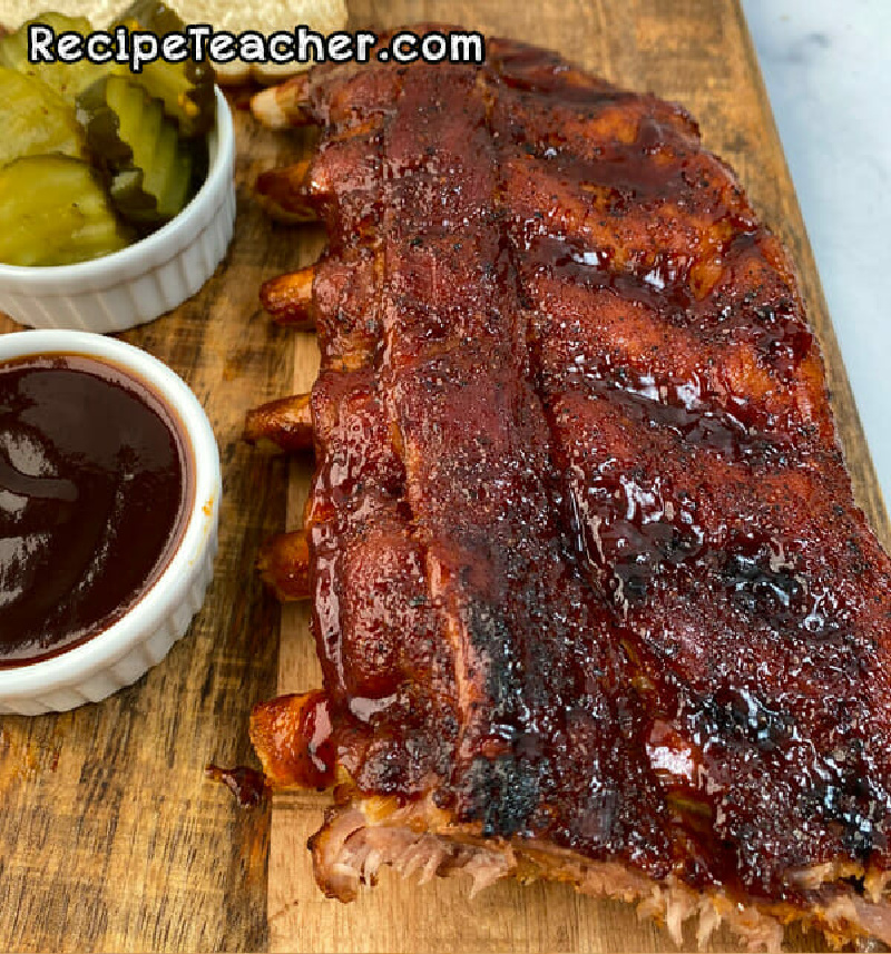 instant pot ribs on a cutting board