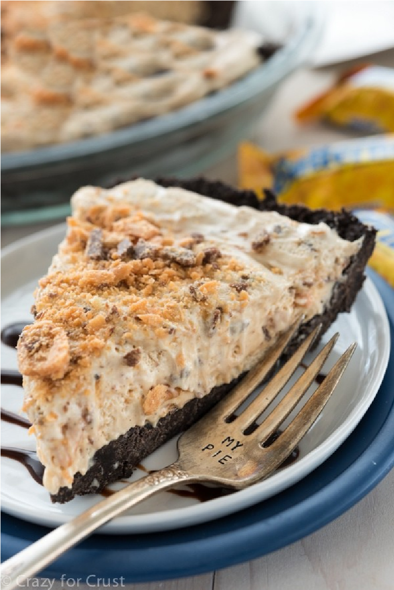 slice of butterfinger ice cream pie