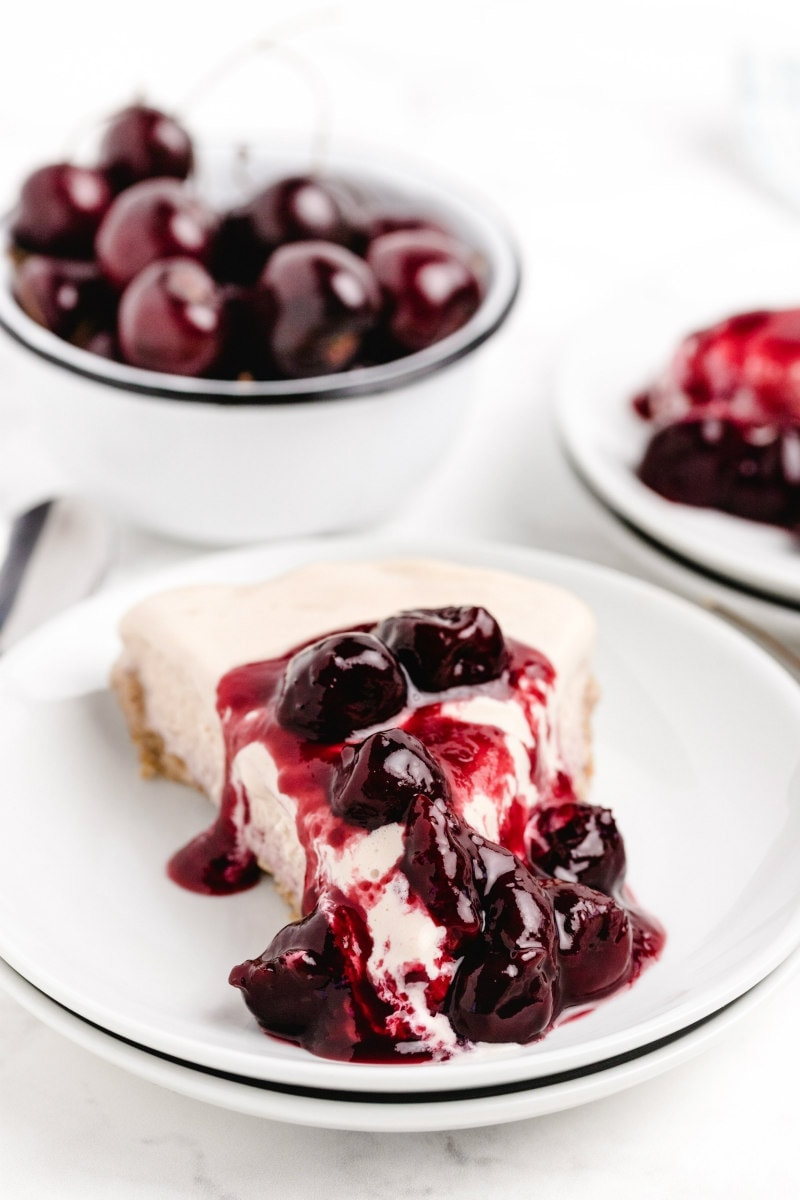 slice of cherries jubilee ice cream pie