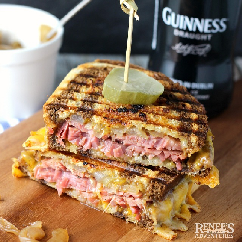 stacked corned beef panini