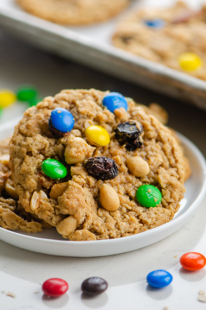 trail mix cookie on a plate