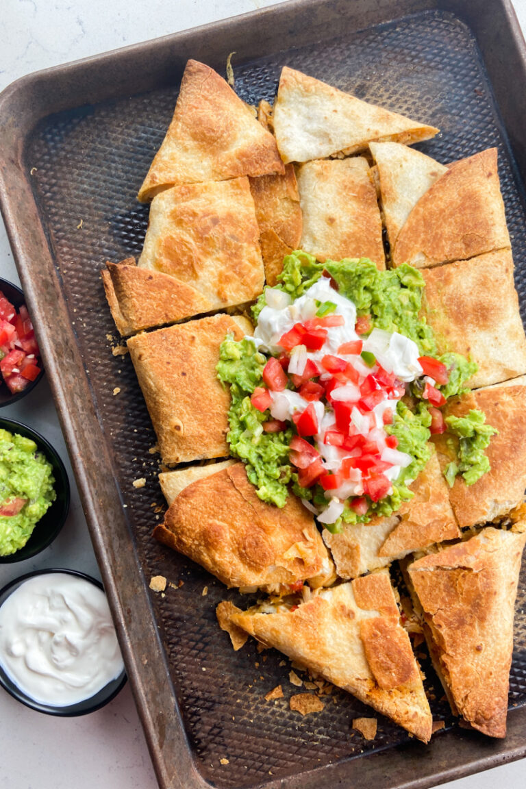 sheet pan chicken quesadillas