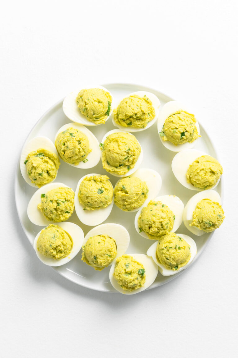 deviled eggs on a serving platter