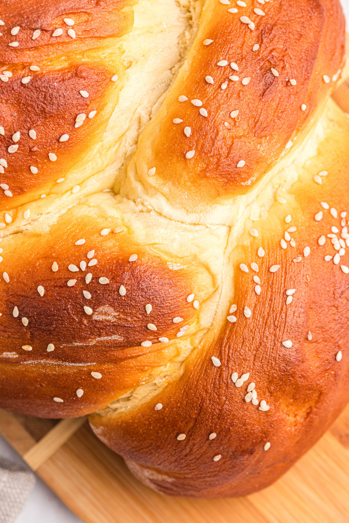 close up of loaf of challah