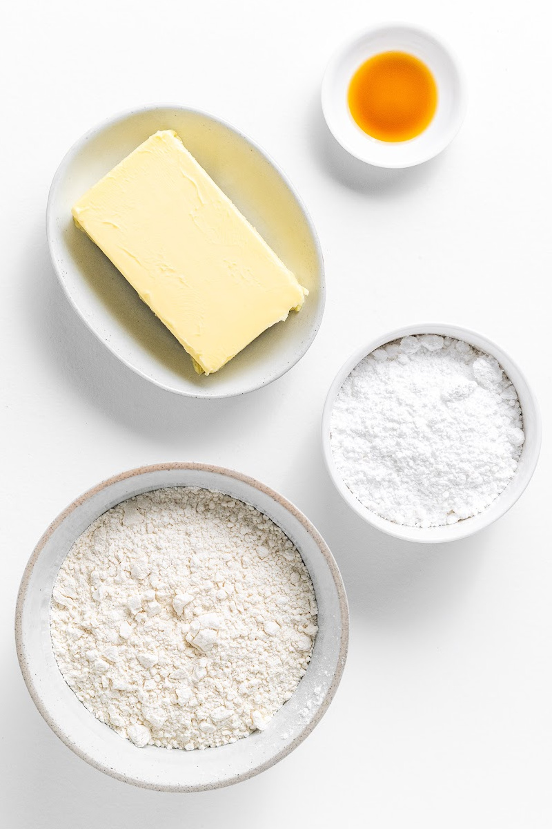 ingredients displayed for making shortbread