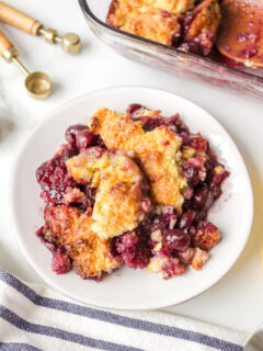 serving of cherry cobbler on a plate