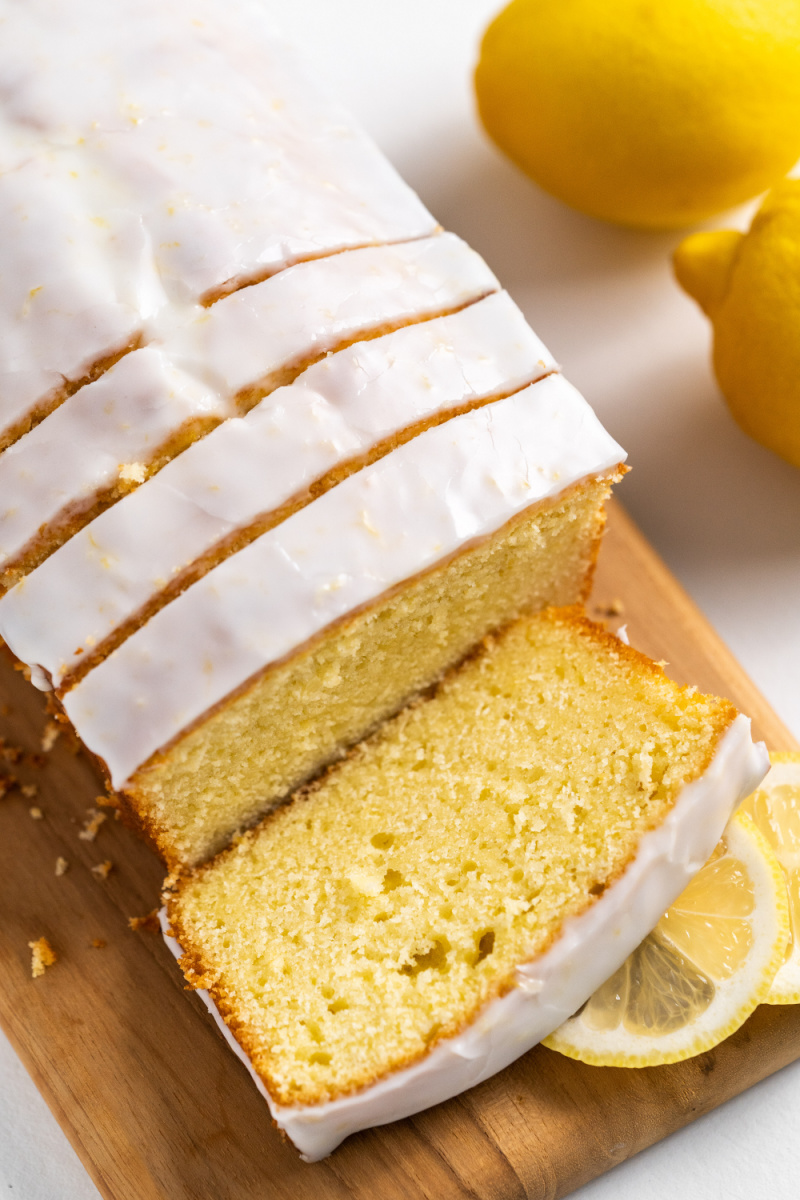 lemon pound cake cut into slices