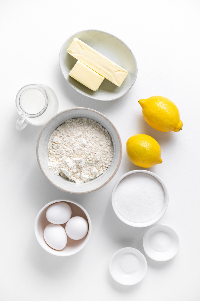 ingredients displayed for making lemon pound cake
