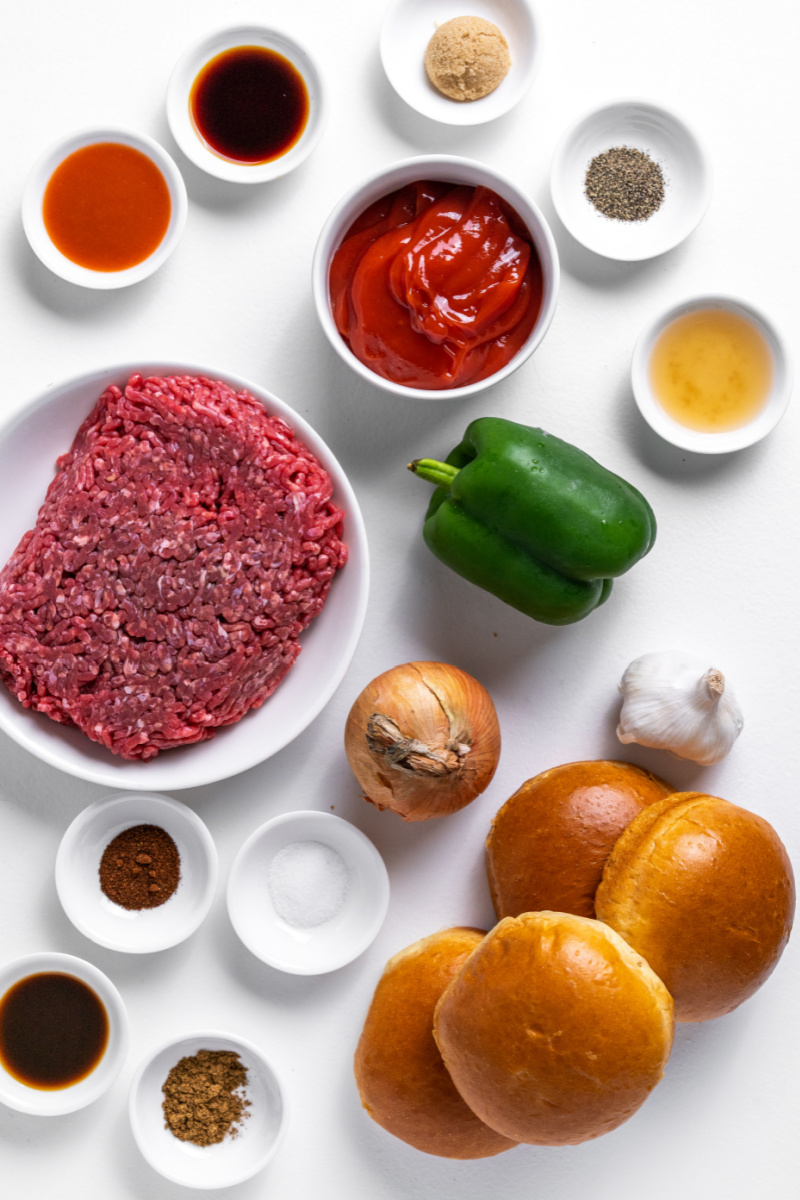 ingredients displayed for making classic sloppy joes