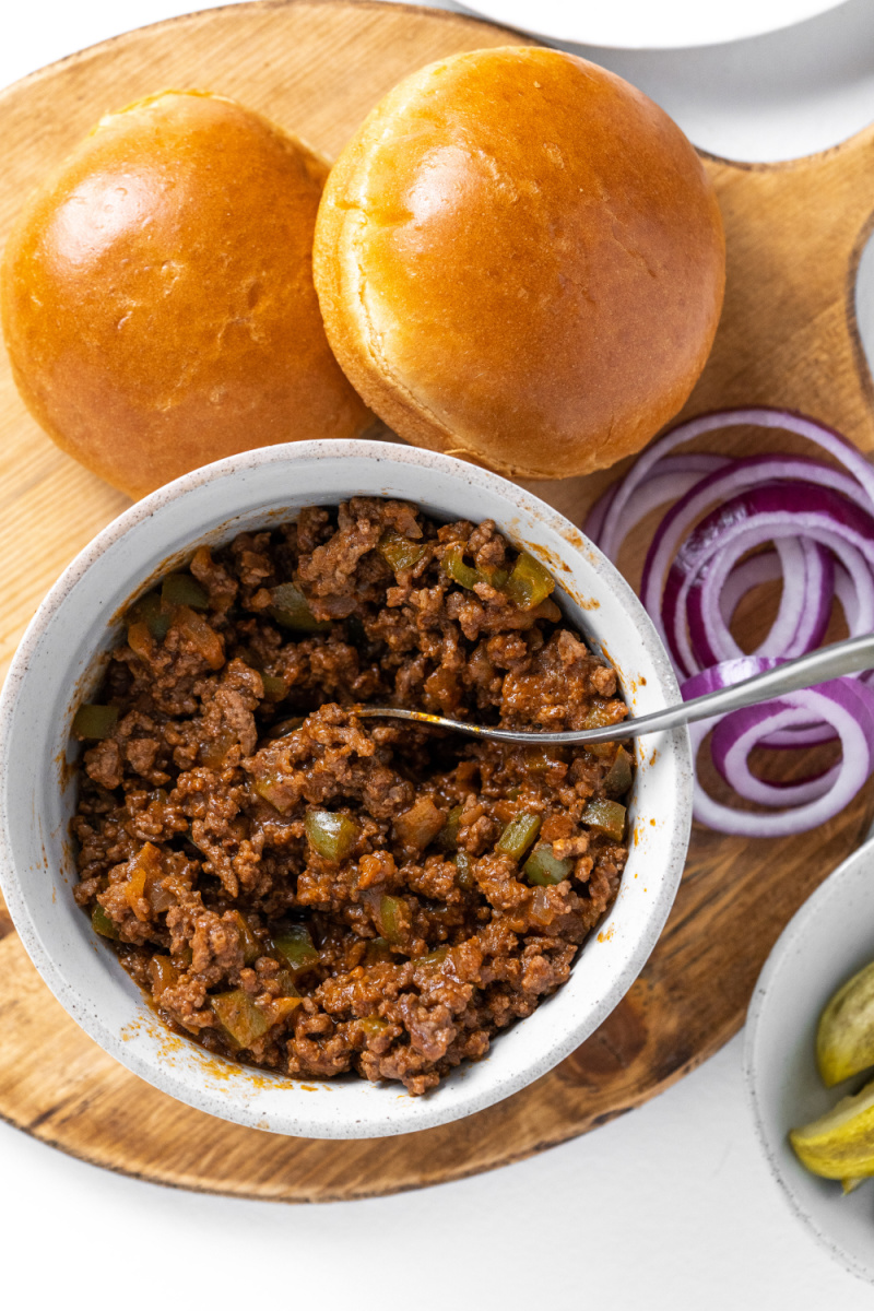 ingredients displayed for assembling classic sloppy joes
