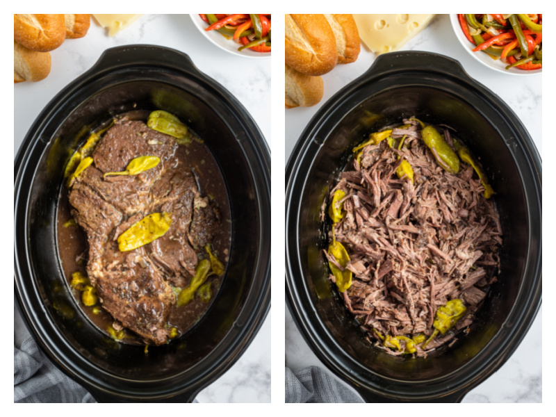slow cooker italian beef in a crockpot