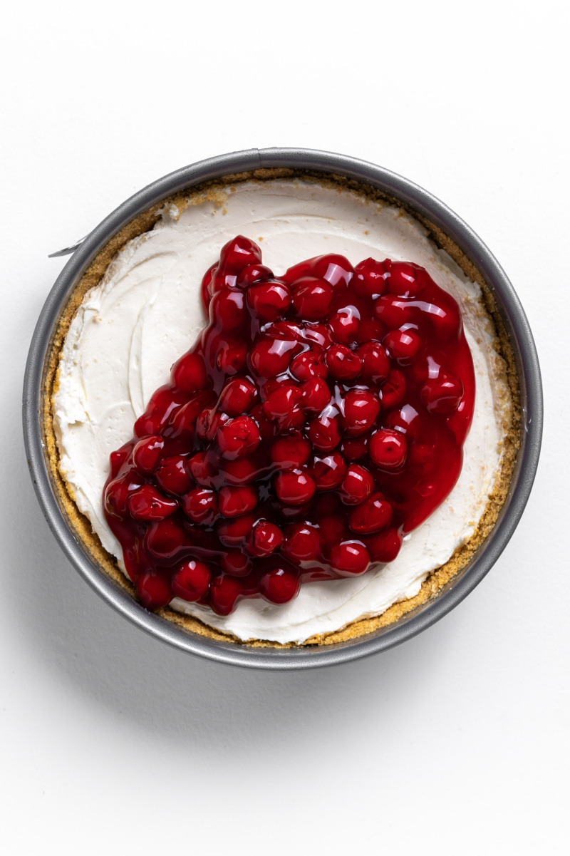 cheesecake with cherries on top