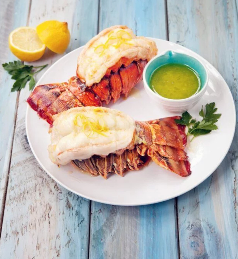 air fryer lobster tails on plate