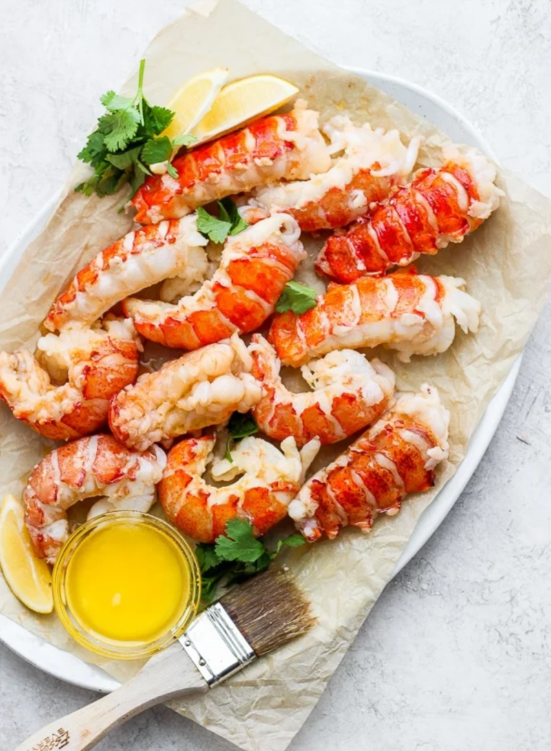 shelled lobster tails with butter