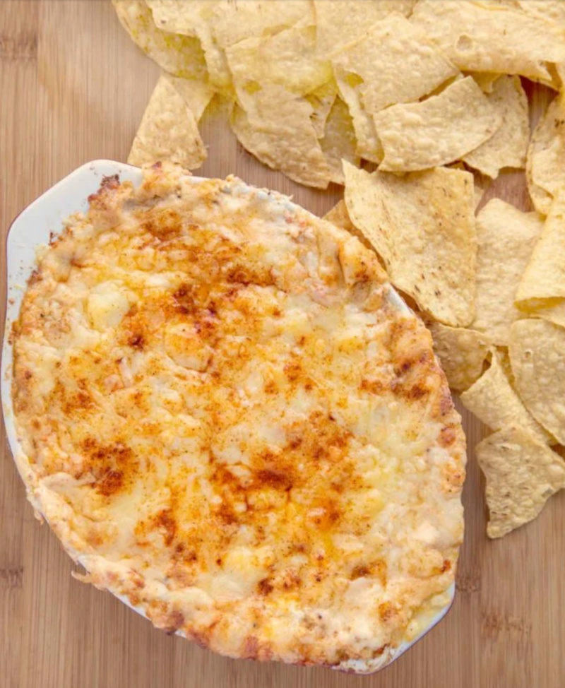 baked lobster dip in baking dish