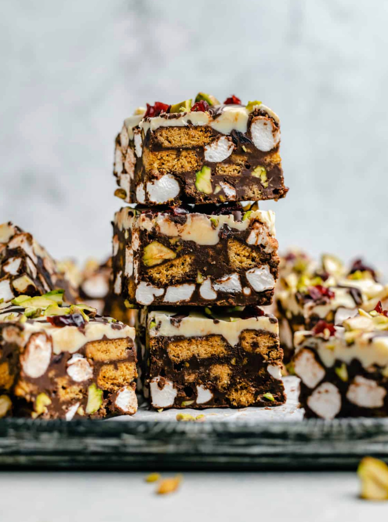 christmas rocky road stacked