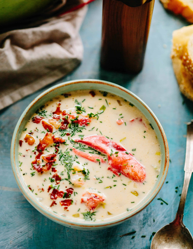 lobster chowder in a bowl