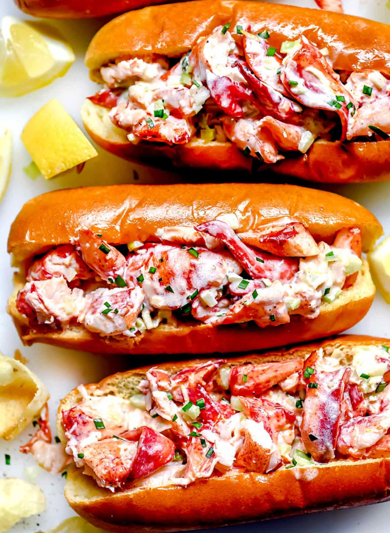 three lobster rolls