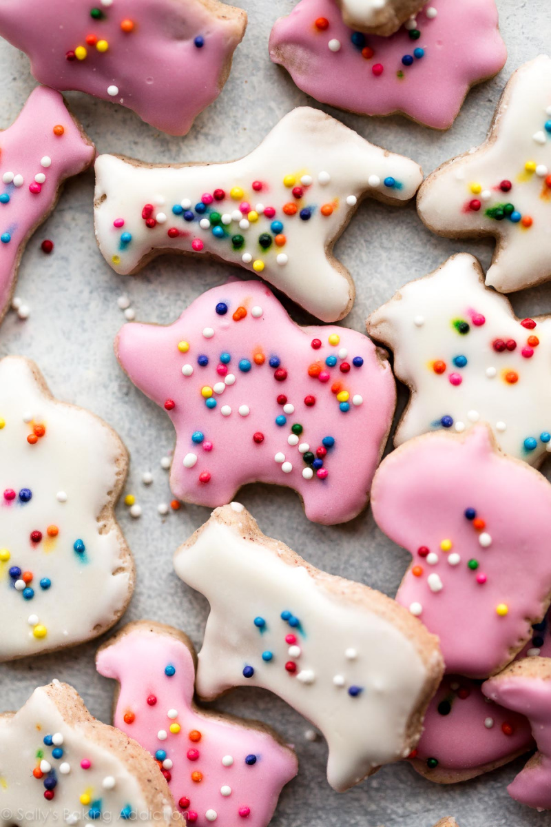 several animal cracker cookies