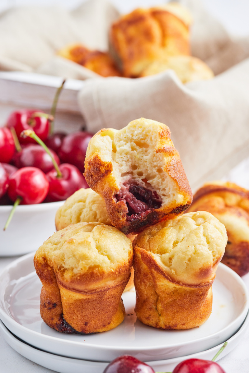 stack of cherry popovers on a plate