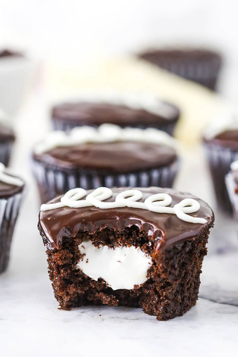 hostess cupcakes first cut in half