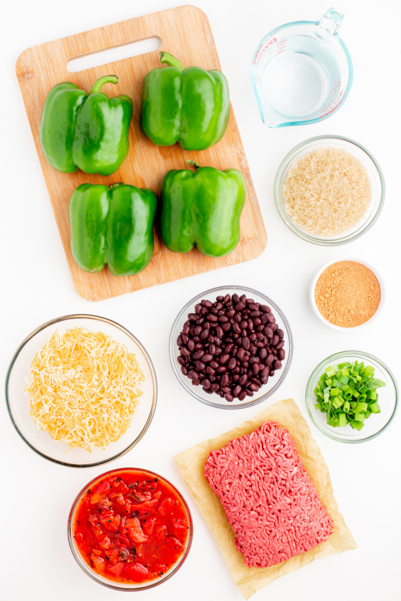 ingredients displayed for making taco stuffed peppers