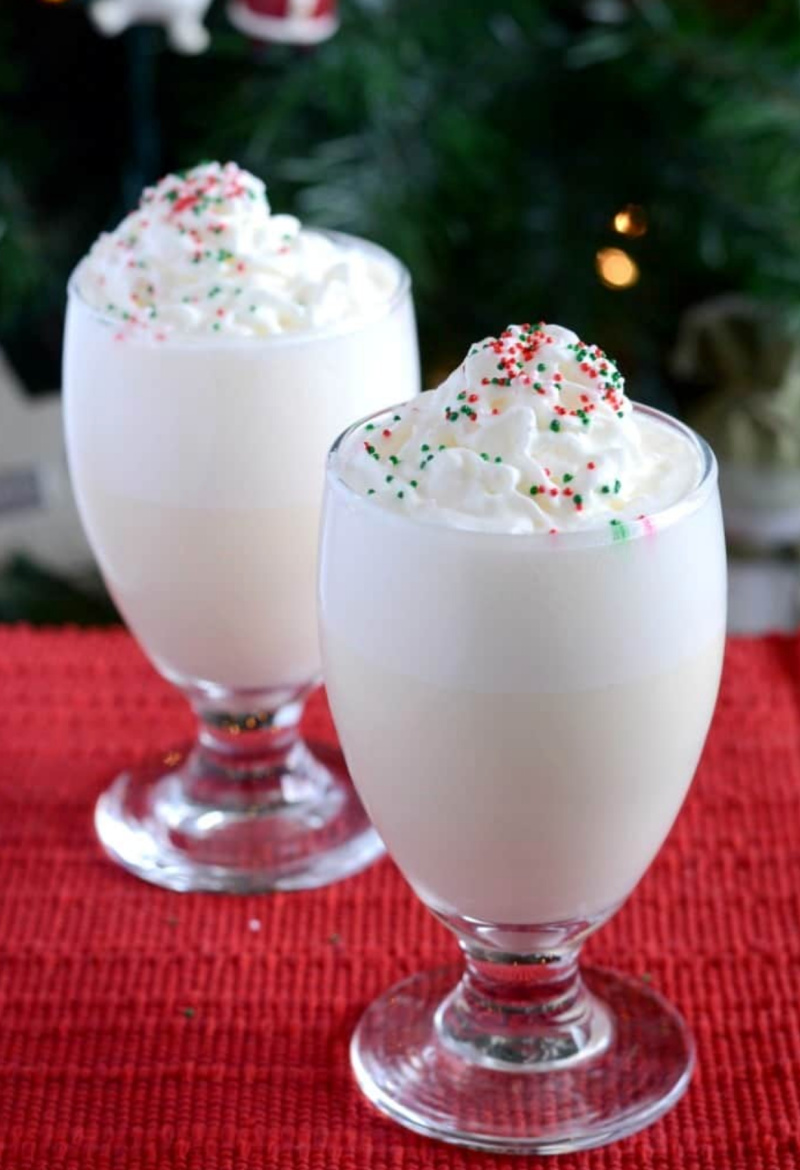 two glasses of white christmas punch