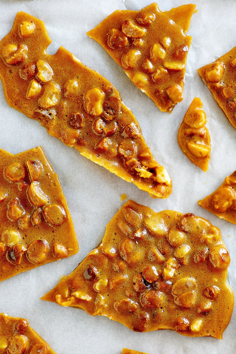 pieces of macadamia nut brittle