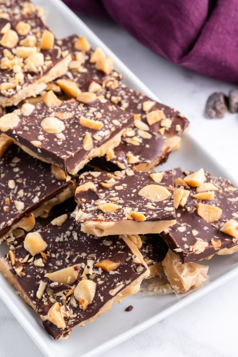 platter of macadamia nut butter toffee