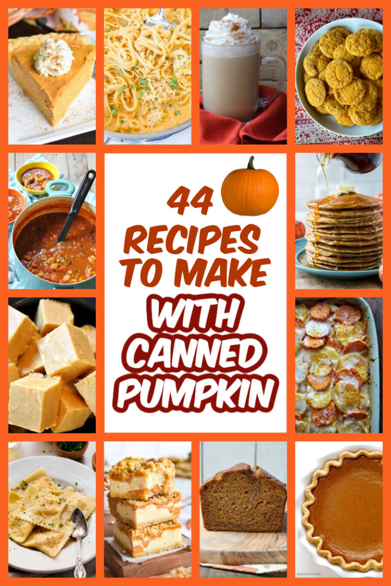 pinterest image for 44 recipes to make with canned pumpkin