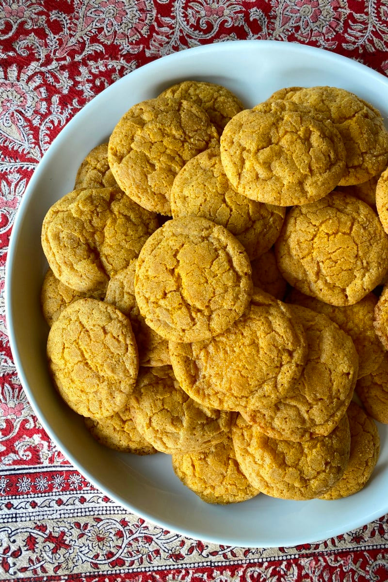 platter of pumpkin snickerdoodle cookies