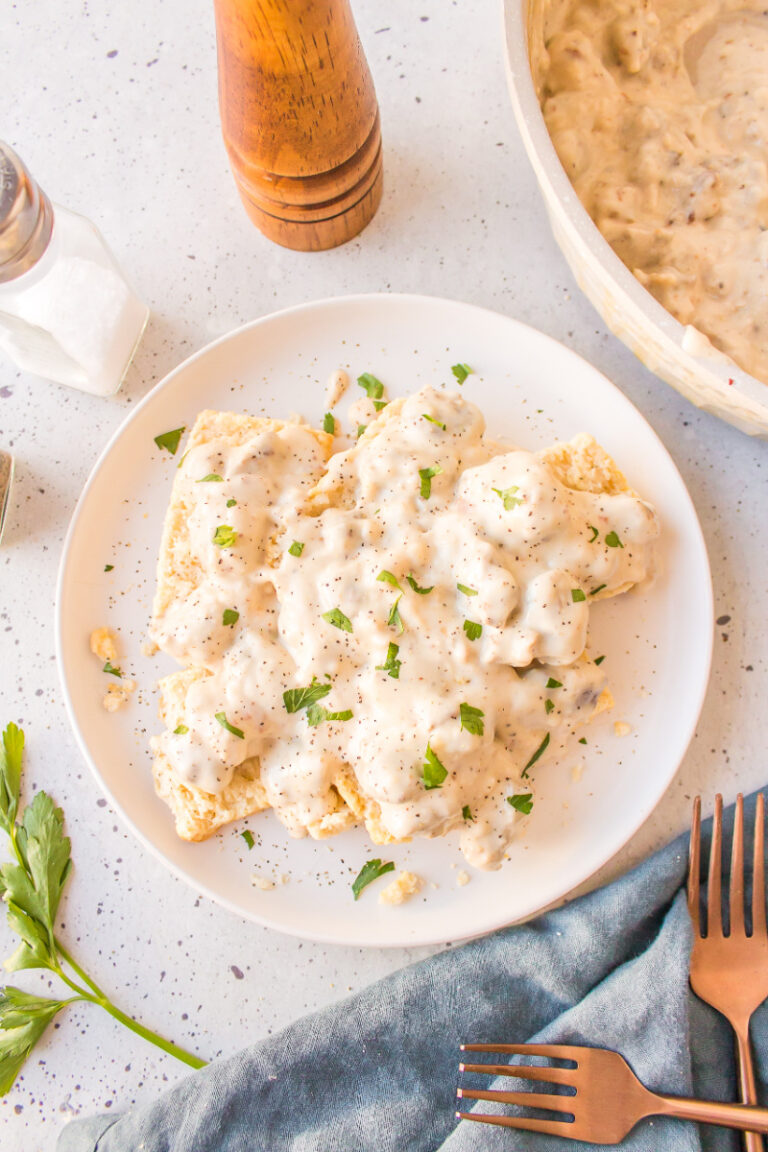 biscuits and gravy on a plate