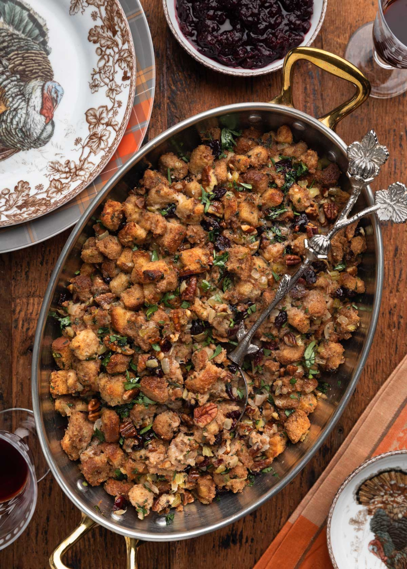 stuffing in a pan
