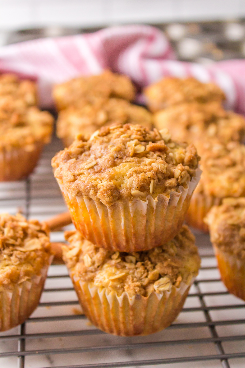two stacked oatmeal muffins