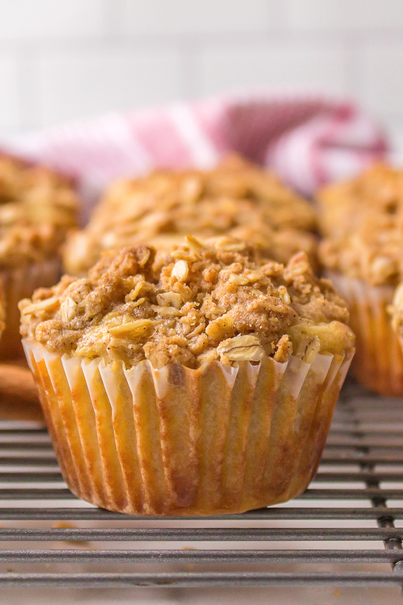 oatmeal muffin on a cooling rack
